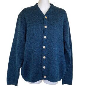 White Ram Wool Knit Cardigan Sweater Blue Heather Vintage 60s Made in Canada